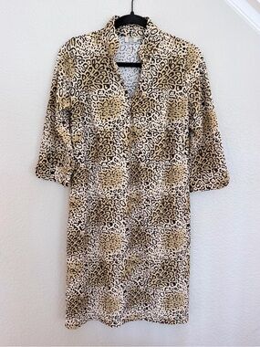 Katherine Way Leopard Print Shift Dress medium